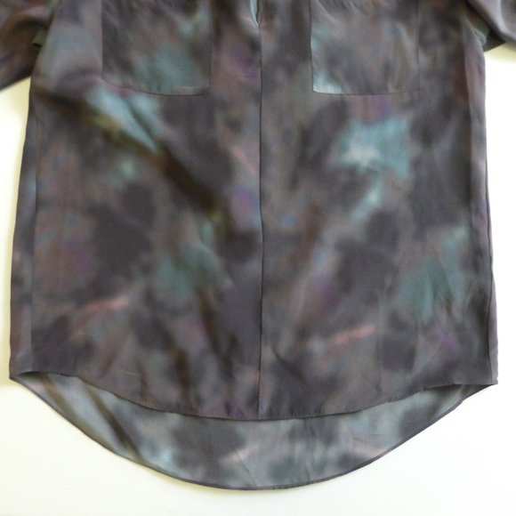 Rebecca Taylor Long Sleeved Tie Die Eggplant Purple Silk Blouse - Picture 6 of 10
